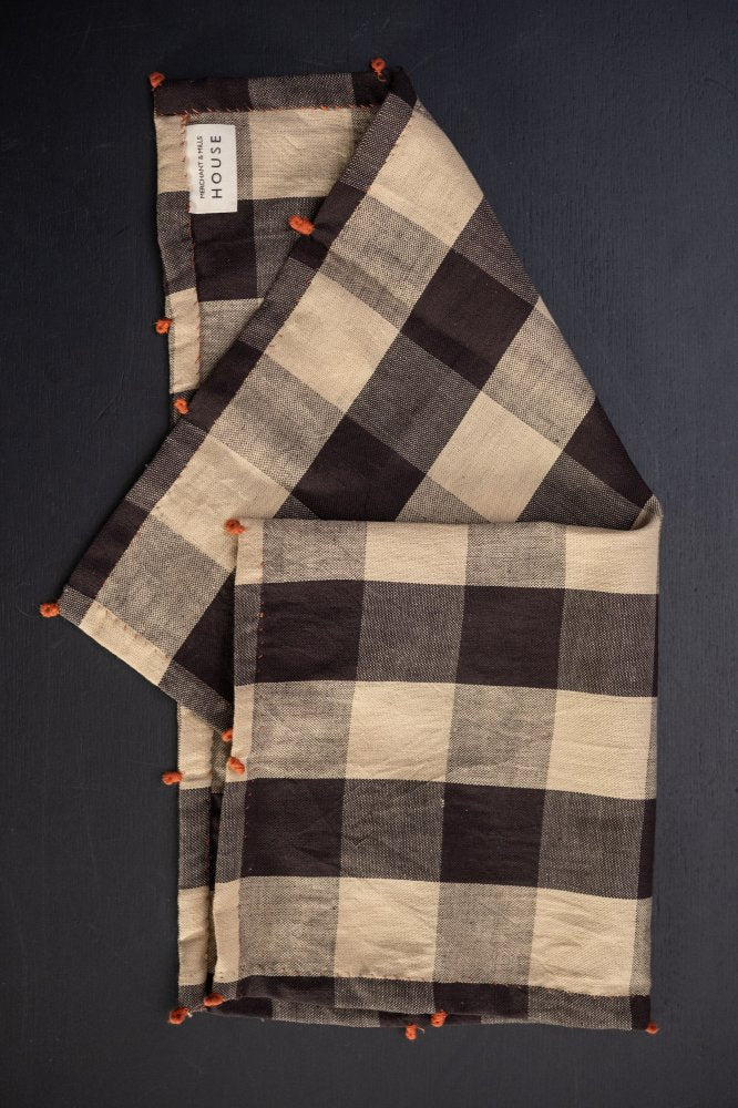Handwoven & Handstitched Kala Cotton Napkin Set of Two - Coffee Creme