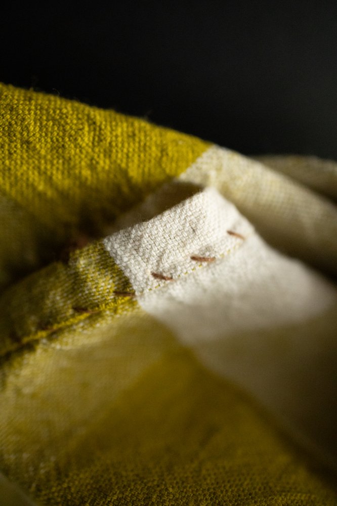Handwoven & Handstitched Kala Cotton Napkin Set of Two - Jumbo Lime