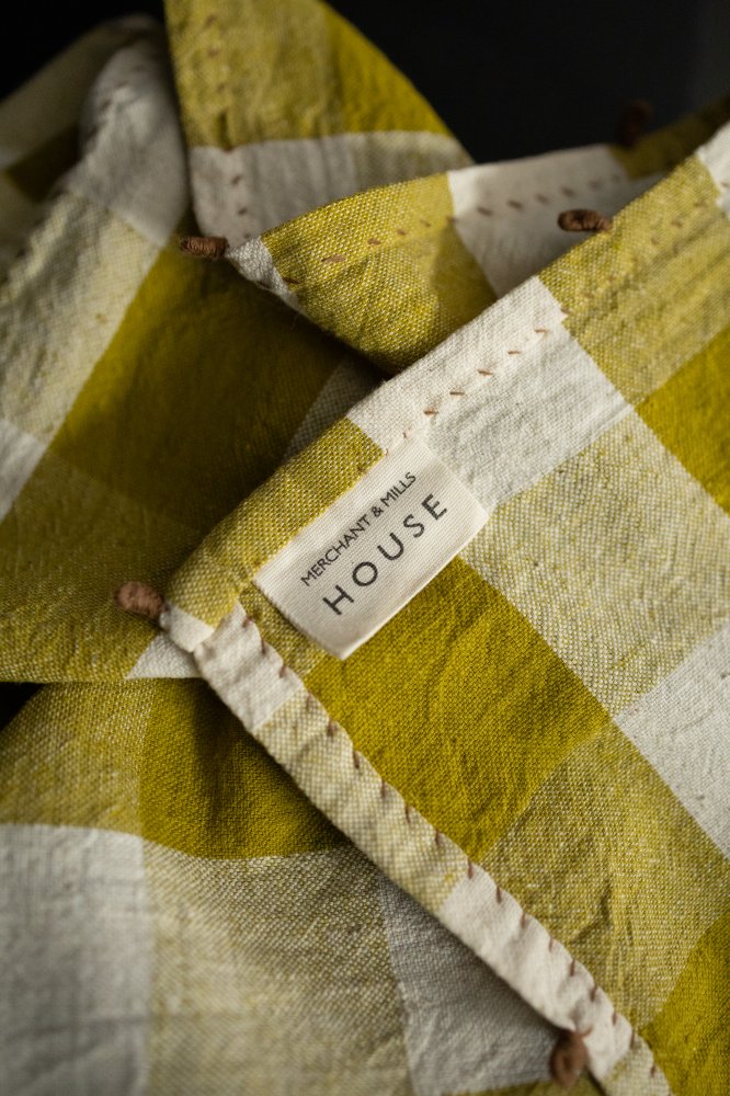 Handwoven & Handstitched Kala Cotton Napkin Set of Two - Jumbo Lime