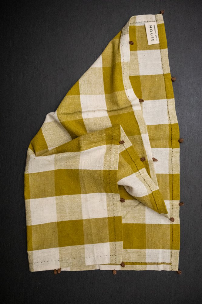 Handwoven & Handstitched Kala Cotton Napkin Set of Two - Jumbo Lime