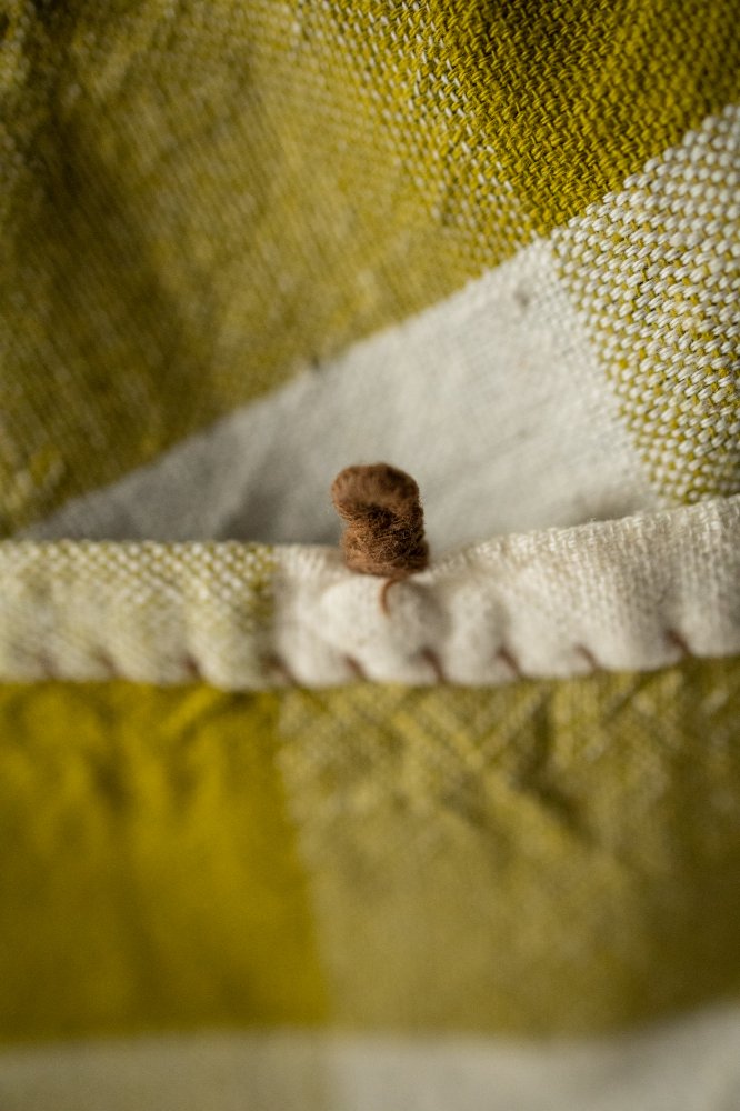Handwoven & Handstitched Kala Cotton Napkin Set of Two - Jumbo Lime
