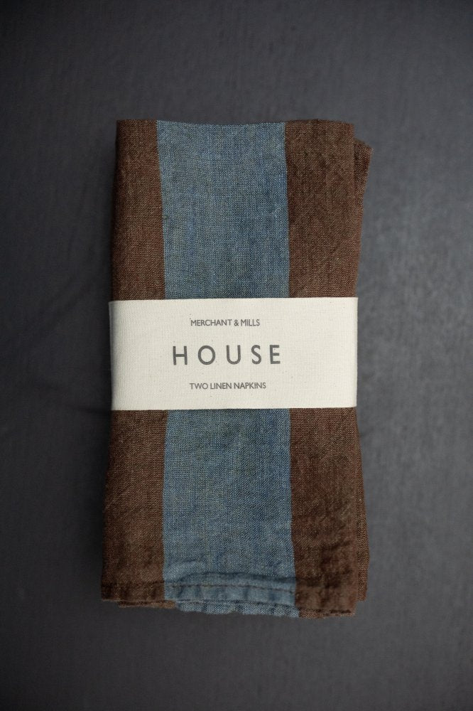 Laundered Linen Napkin Set of Two - Gardener Stripe