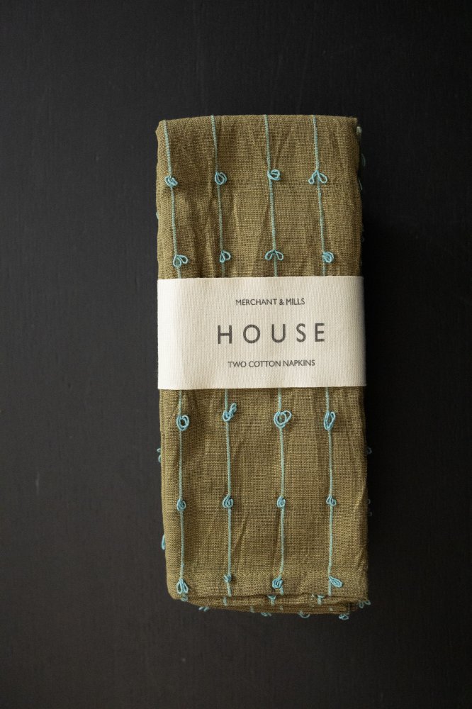 Loopy Cotton Napkin Set of Two - Basil