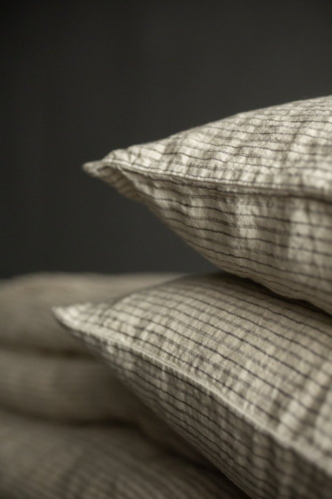 stripy linen pillowcase bedlinen