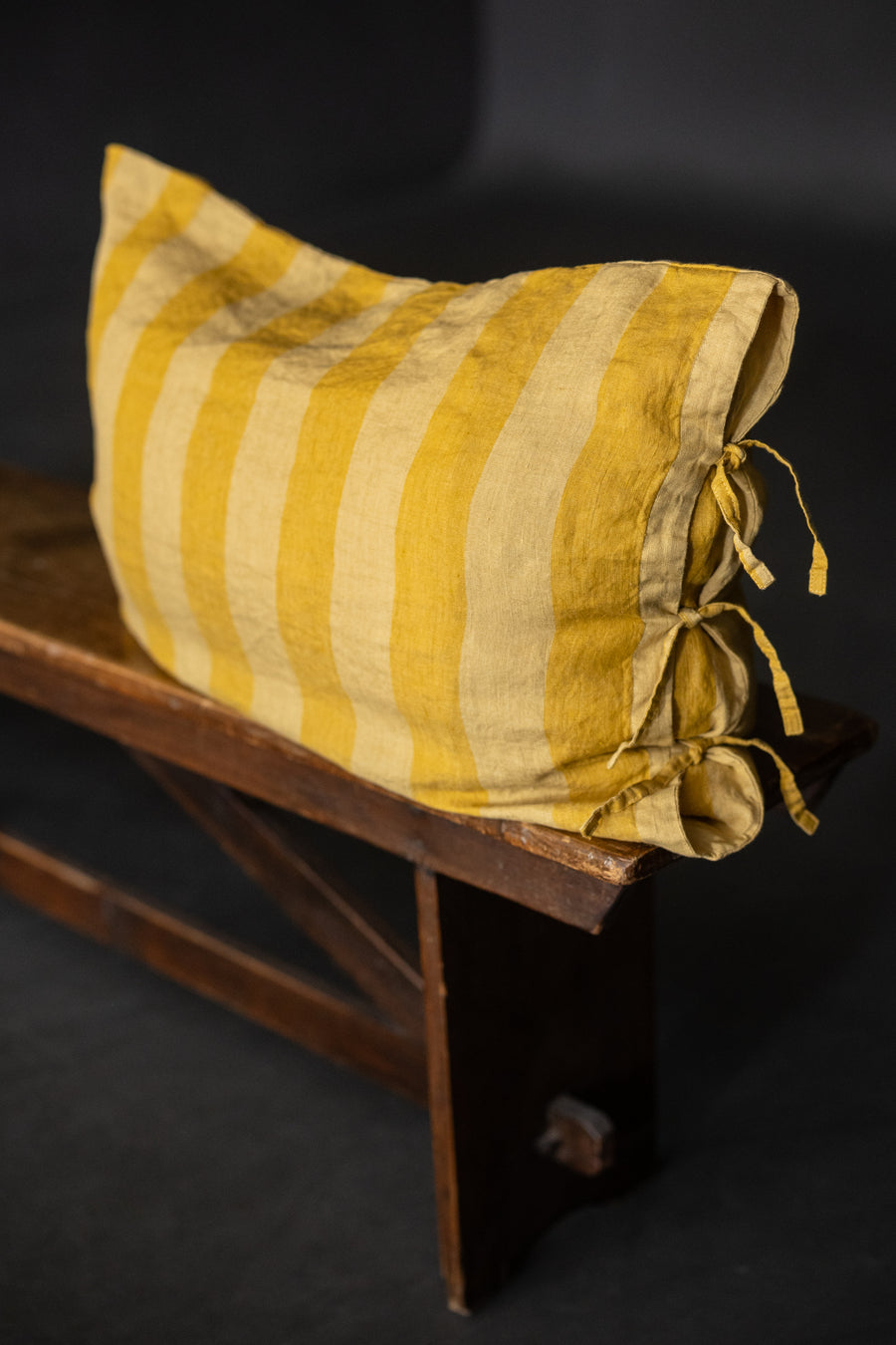 Laundered Linen Tie Pillowcase - Norfolk Sands