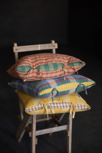 Laundered Linen Peekaboo Cushion Cover - Orange Grove/Pistachio