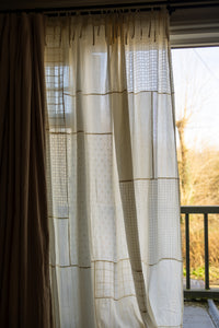 Semi Sheer Curtain Tie Top - Patchwork