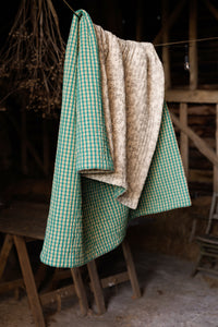 Cotton/Linen Kantha Stitched Quilt - Walled Garden