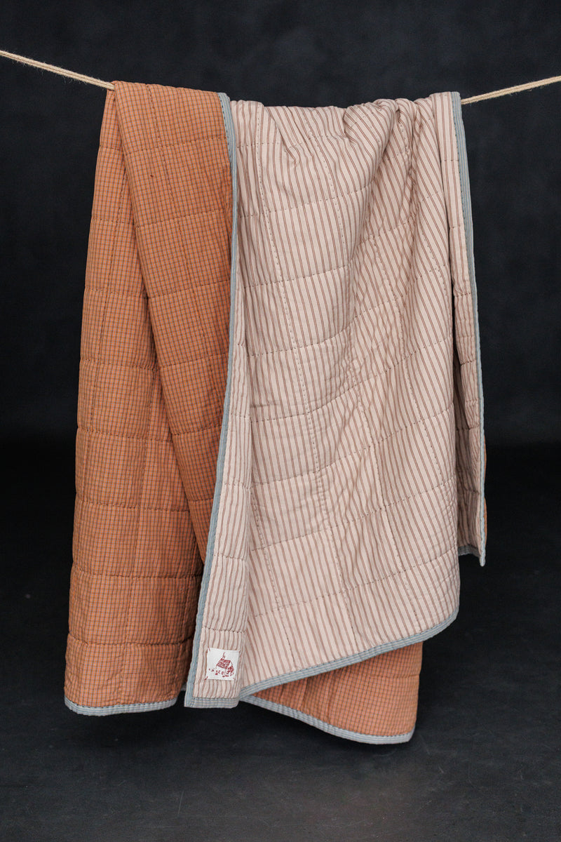 Cotton/Linen Windowpane Quilt - Dusky Daya
