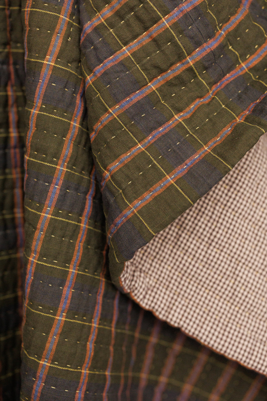 Handloom Cotton Kantha Stitched Quilt - Misty Green