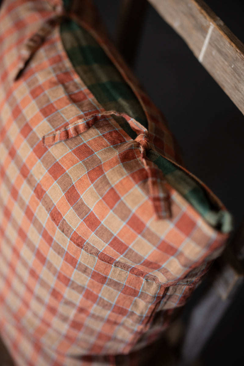 Laundered Linen Peekaboo Cushion Cover - Orange Grove/Pistachio