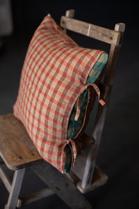 Laundered Linen Peekaboo Cushion Cover - Orange Grove/Pistachio
