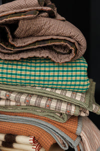 Handloom Cotton Kantha Stitched Quilt - Misty Green