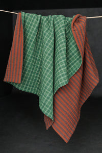 Cotton/Linen Kantha Stitched Quilt - Double Chocolate