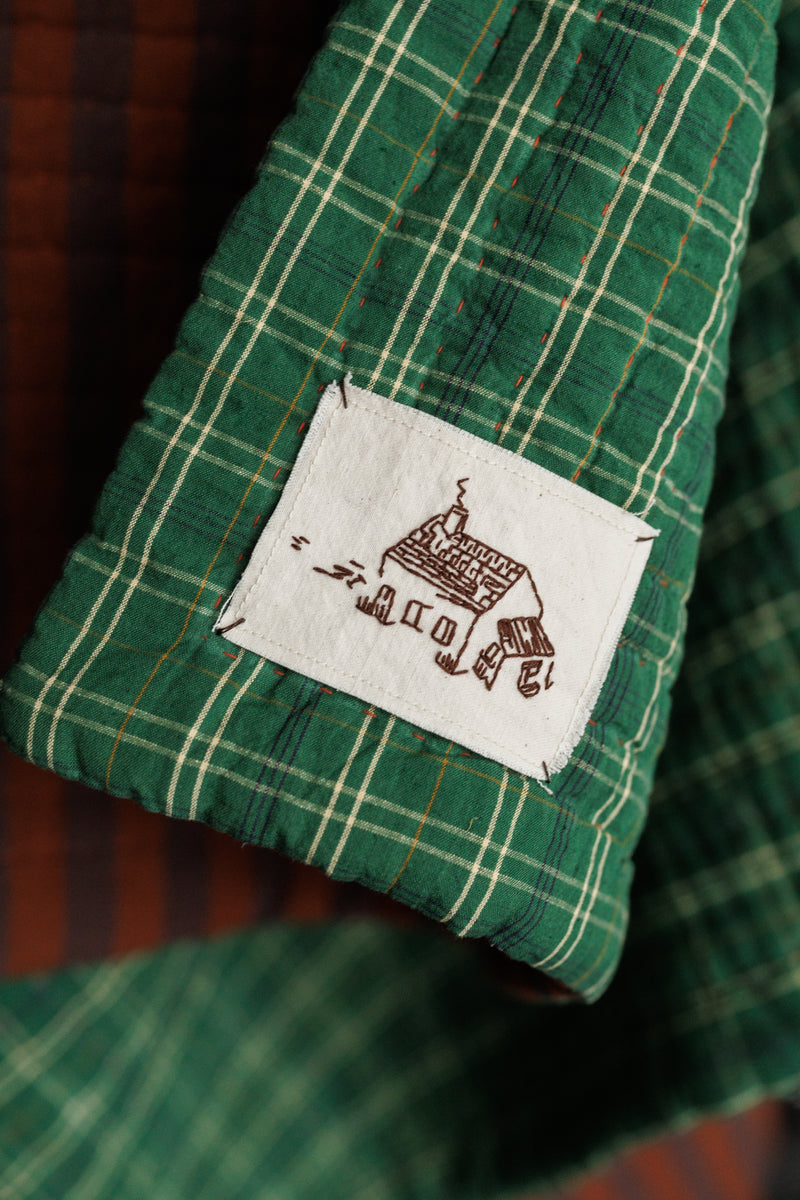 Cotton/Linen Kantha Stitched Quilt - Double Chocolate