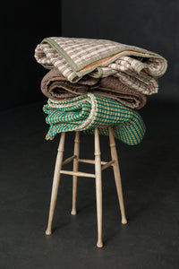Cotton/Linen Kantha Stitched Quilt - Walled Garden