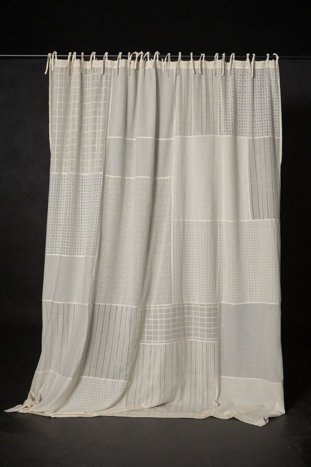 Semi Sheer Curtain Tie Top - Patchwork
