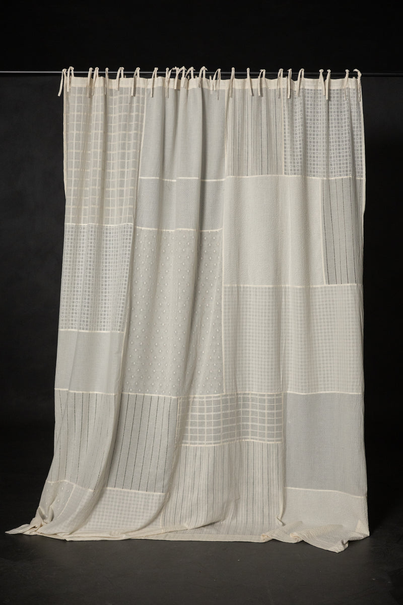 Semi Sheer Curtain Tie Top - Patchwork