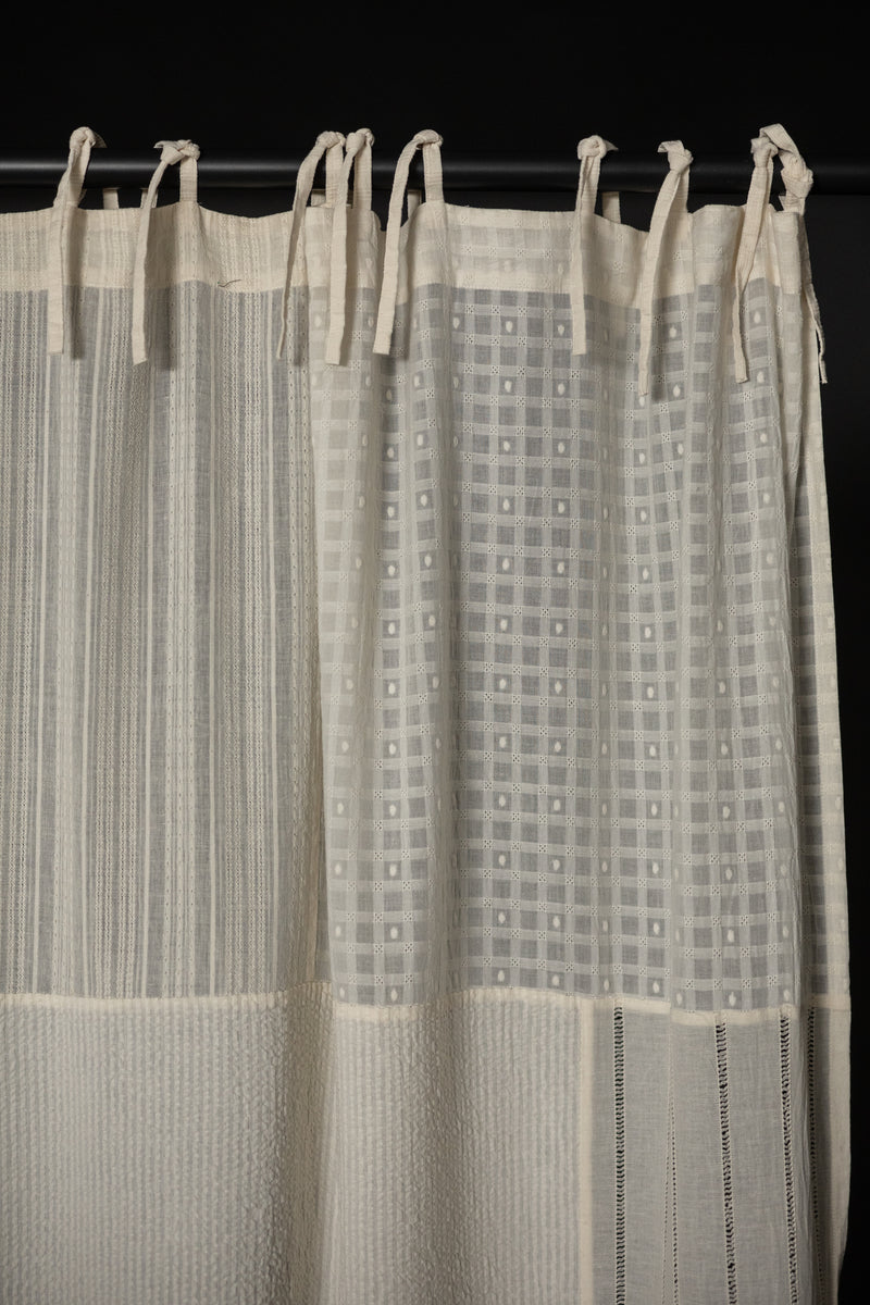 Semi Sheer Curtain Tie Top - Patchwork