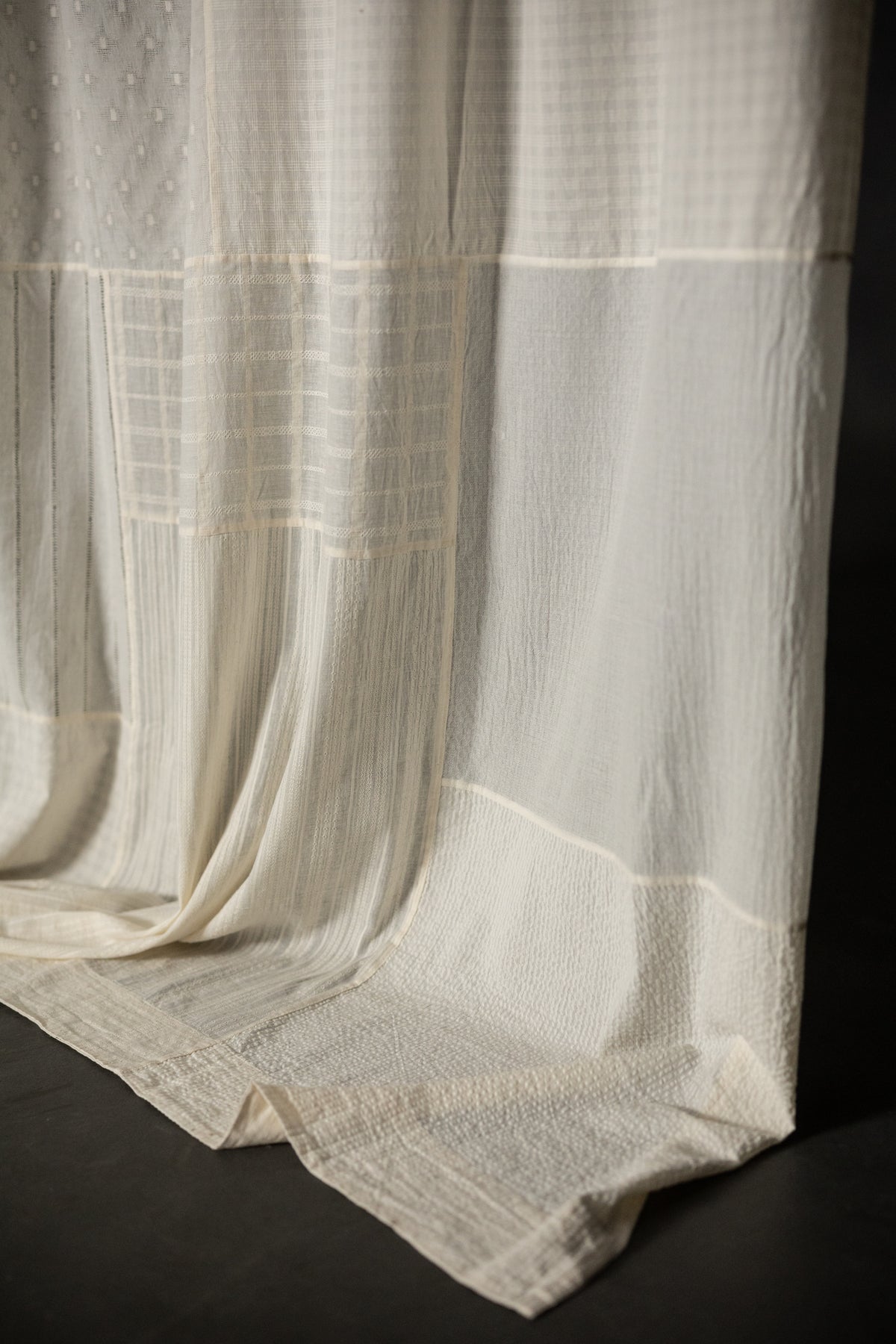 Semi Sheer Curtain Tie Top - Patchwork