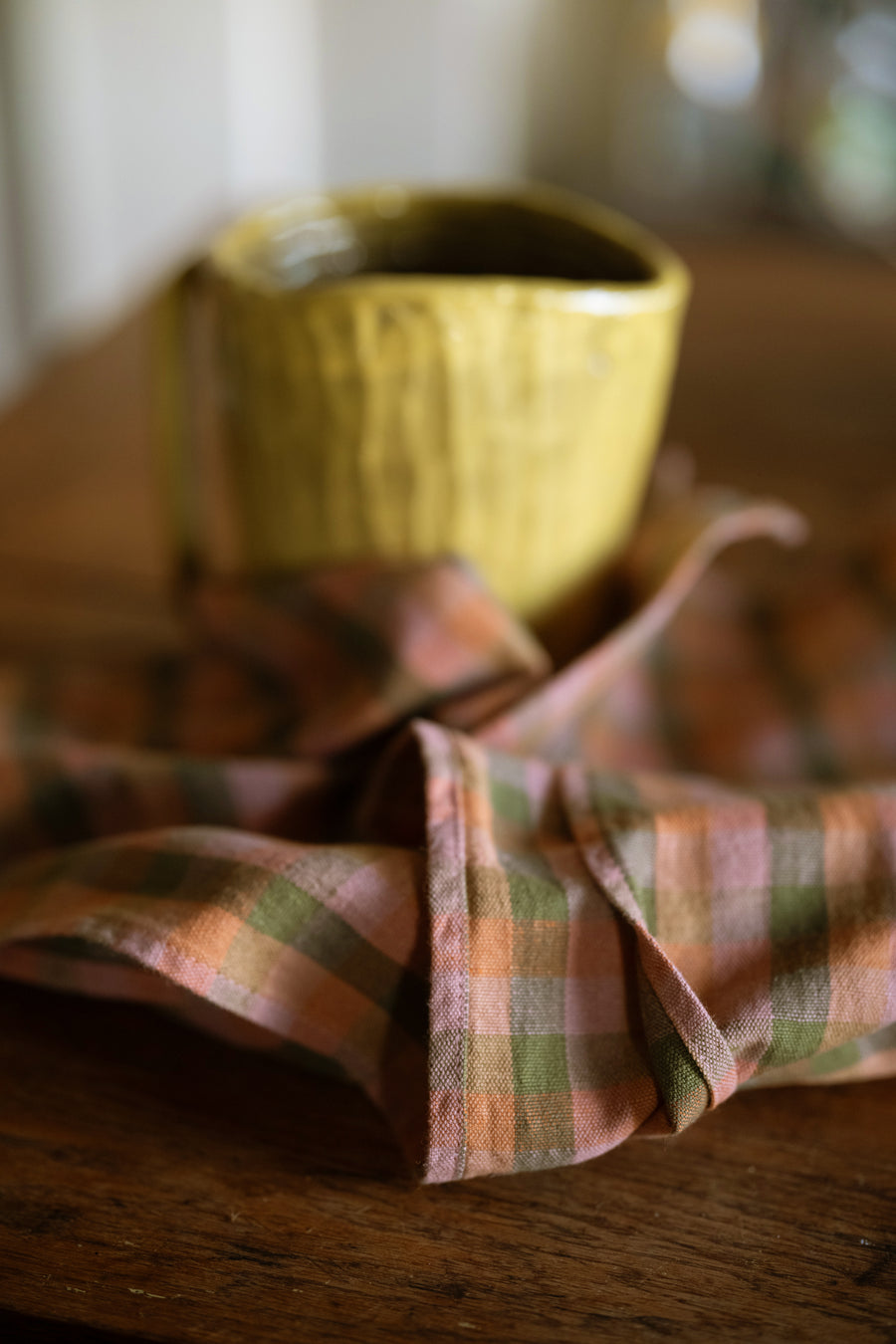 Laundered Linen/Cotton Tea Towel - Vista Check