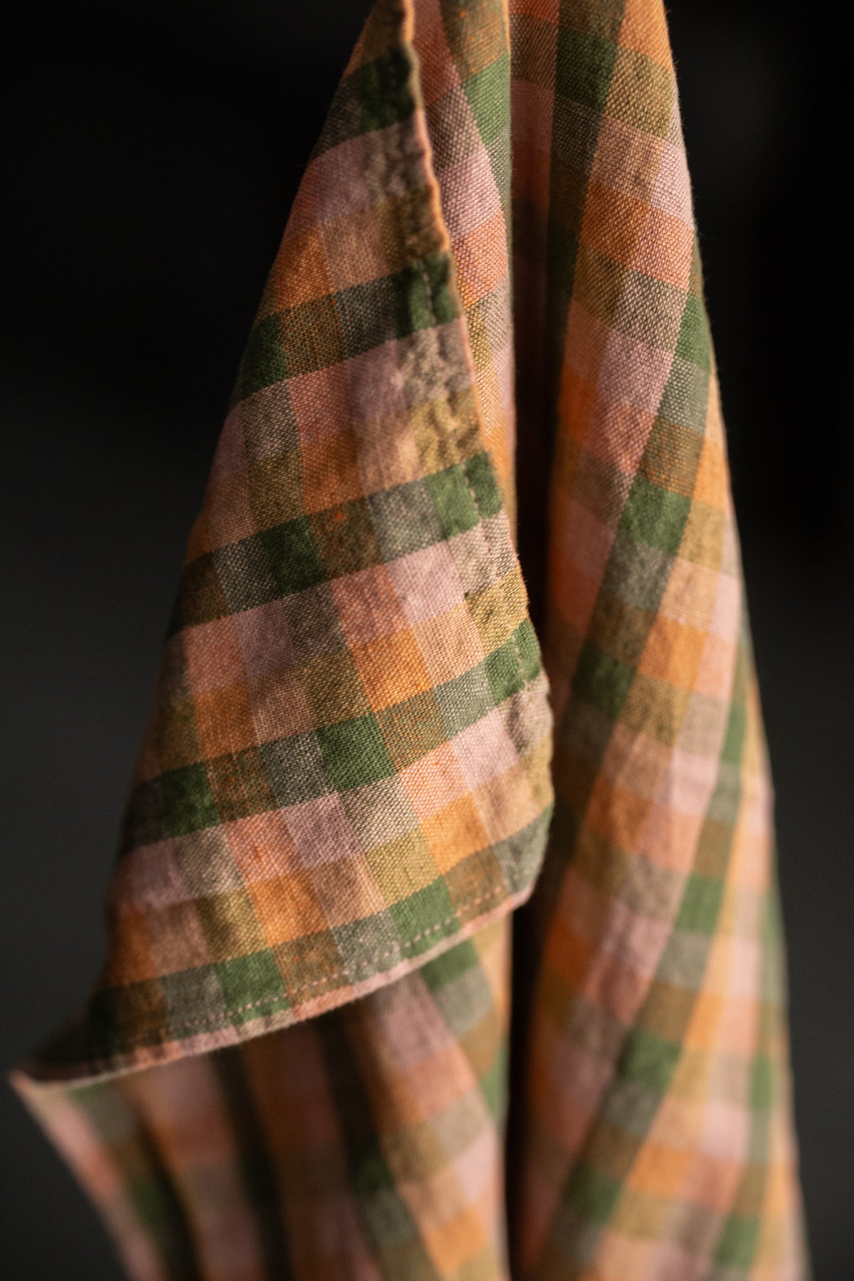Laundered Linen/Cotton Tea Towel - Vista Check