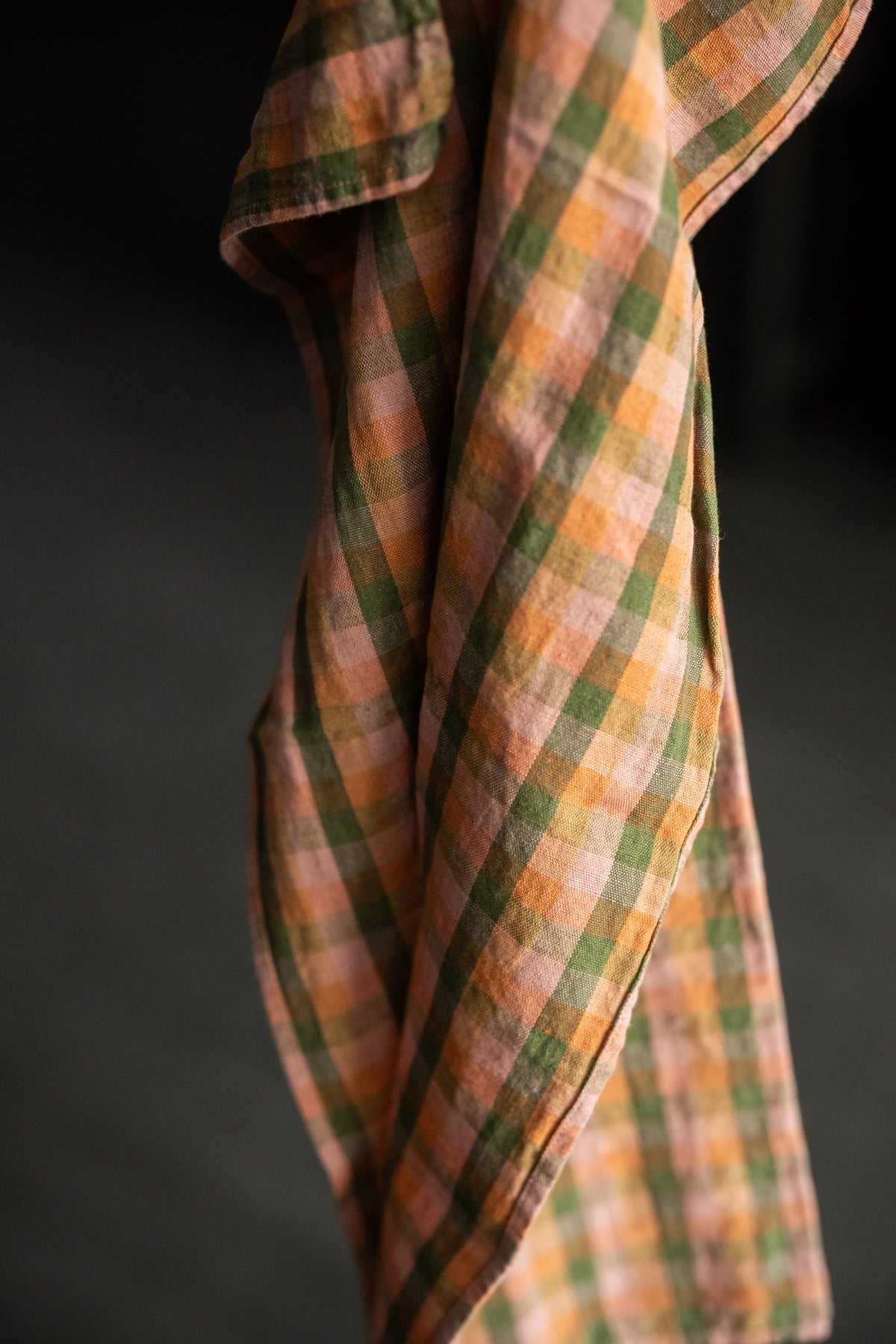 Laundered Linen/Cotton Tea Towel - Vista Check