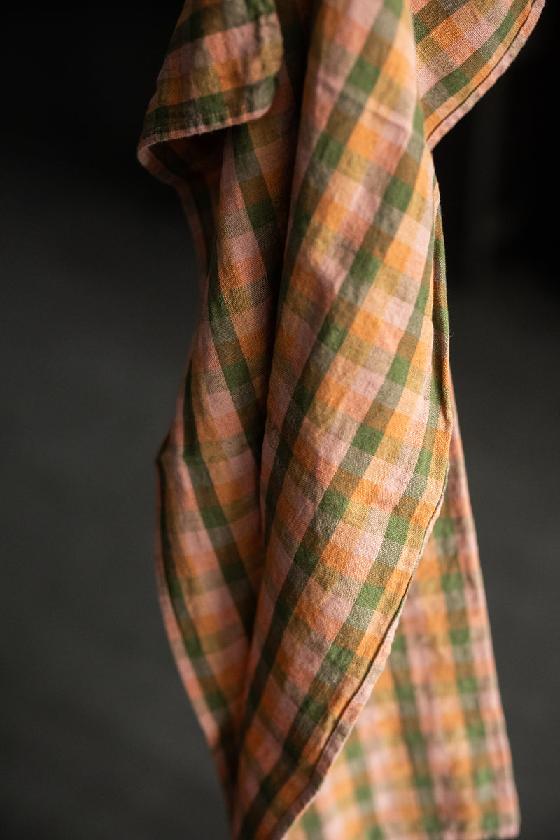 Laundered Linen/Cotton Tea Towel - Vista Check