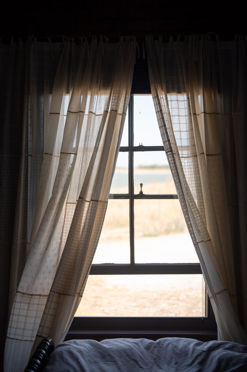 Semi Sheer Curtain Tie Top - Patchwork