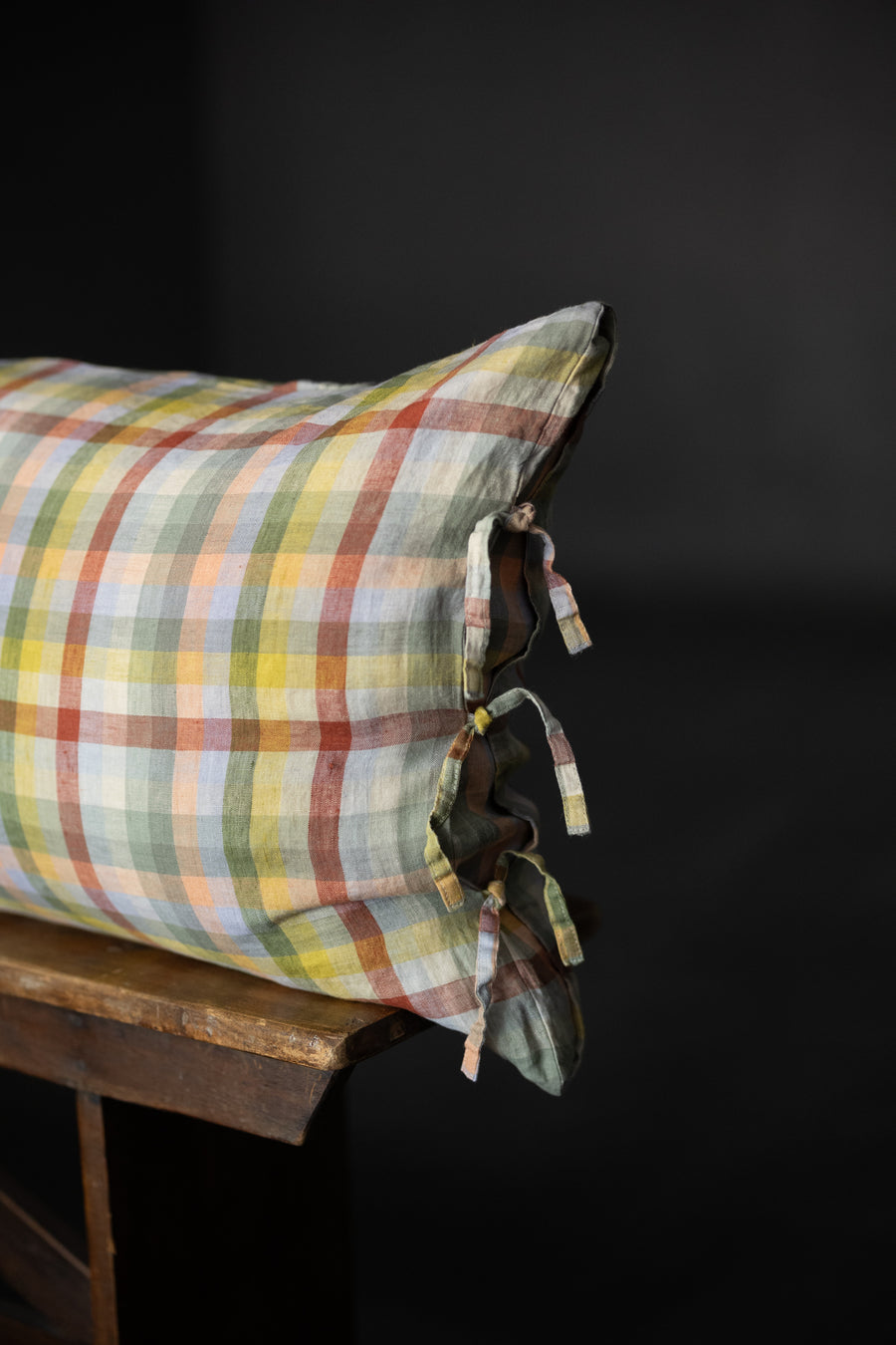 Laundered Linen Tie Pillowcase - Aurora