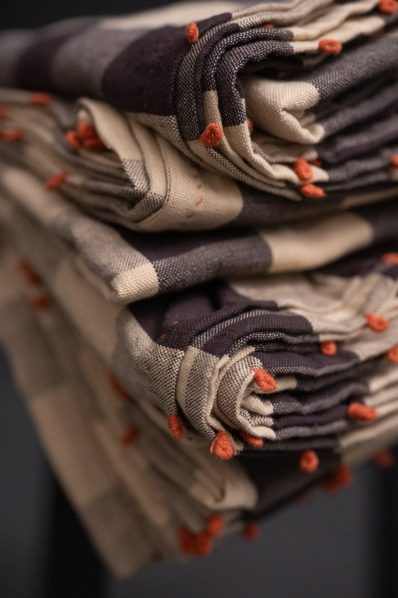 Handwoven & Handstitched Kala Cotton Tablecloth - Coffee Creme