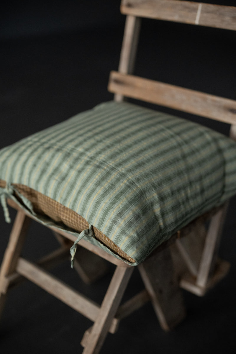 Laundered Linen Peekaboo Cushion Cover - Hampton Stripe/Peanut Brittle
