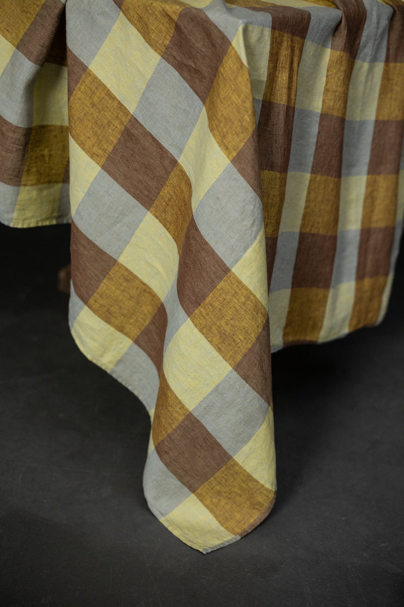 Laundered Linen Tablecloth - Hay Bale Blues