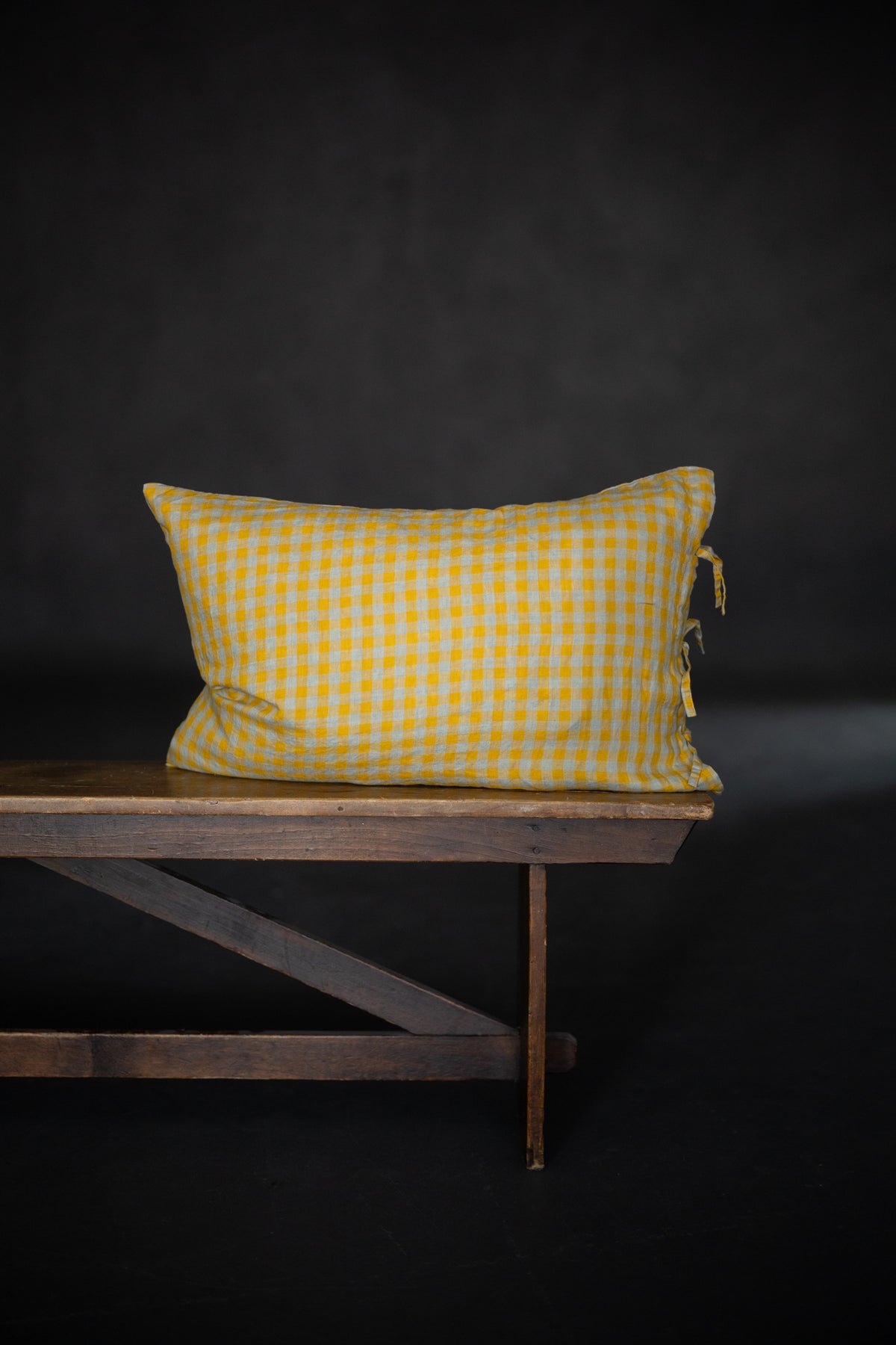 Laundered Linen Tie Pillowcase - Tangerine Dreams