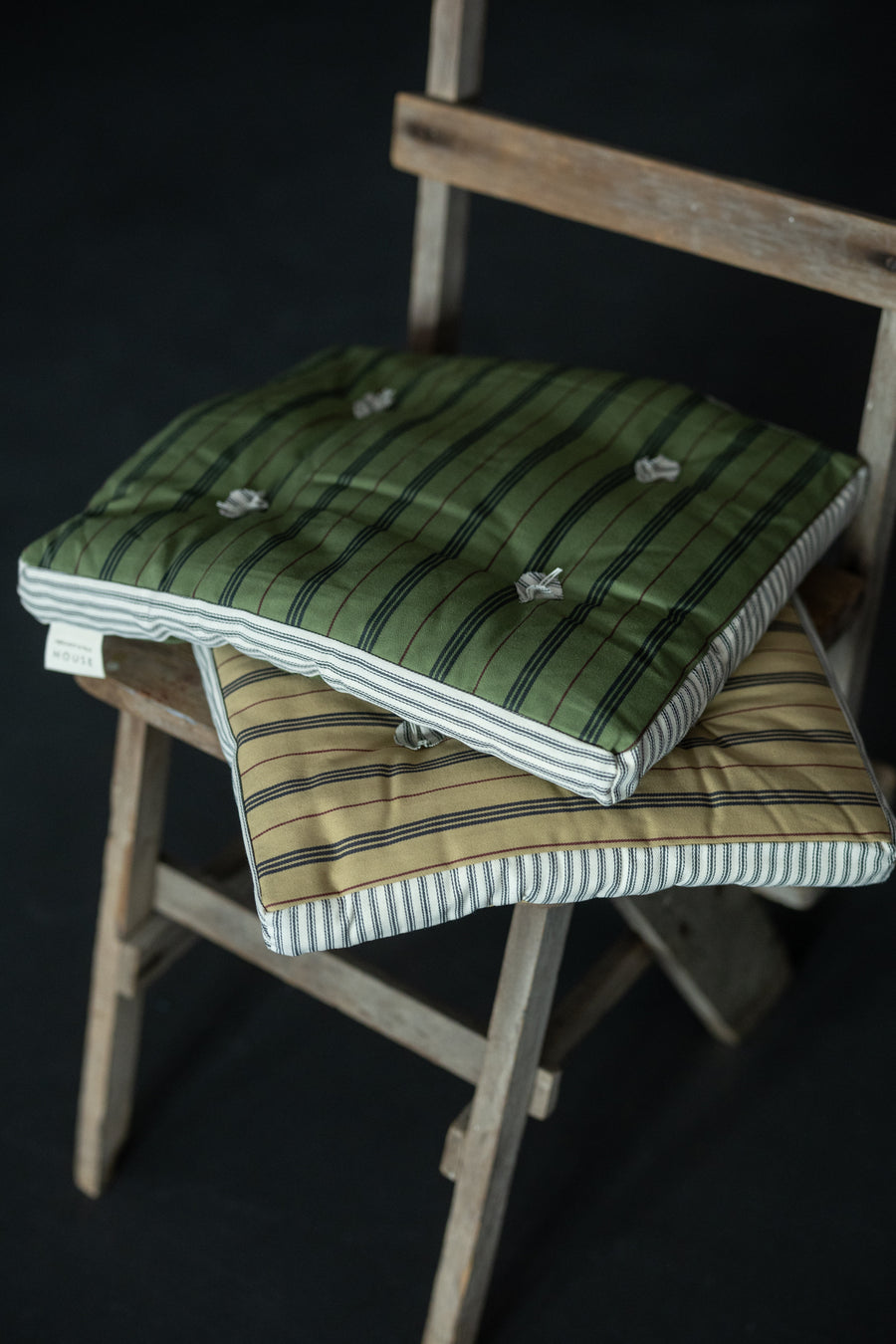 Cotton Ticking Squab Cushion - Alpine