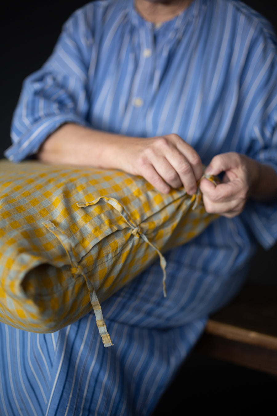 Laundered Linen Tie Pillowcase - Tangerine Dreams