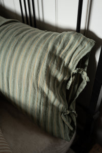 Laundered Linen Tie Pillowcase Extra Long - Hampton Stripe