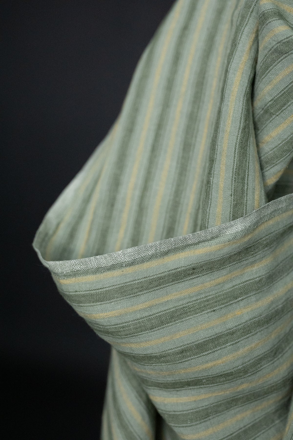 Laundered Linen Peekaboo Cushion Cover - Hampton Stripe/Peanut Brittle