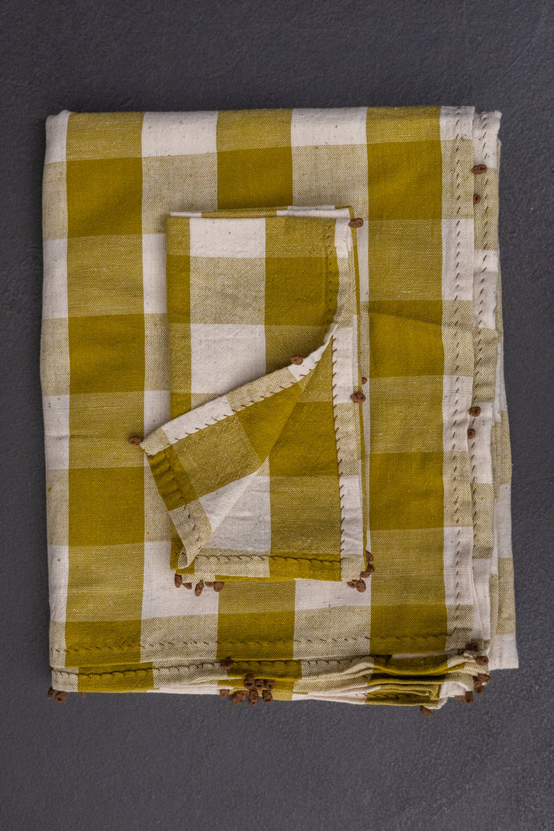 Handwoven & Handstitched Kala Cotton Tablecloth - Jumbo Limes