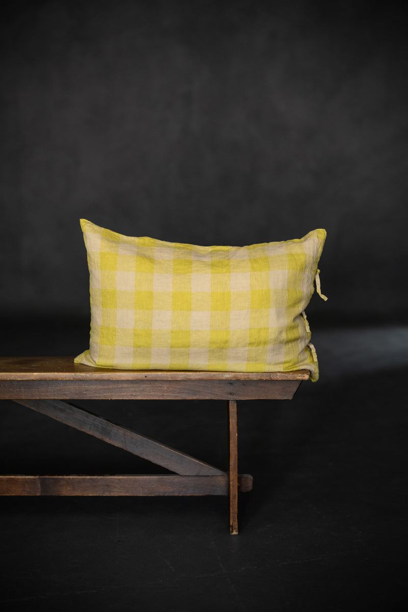 Laundered Linen Tie Pillowcase - Frosted Posset