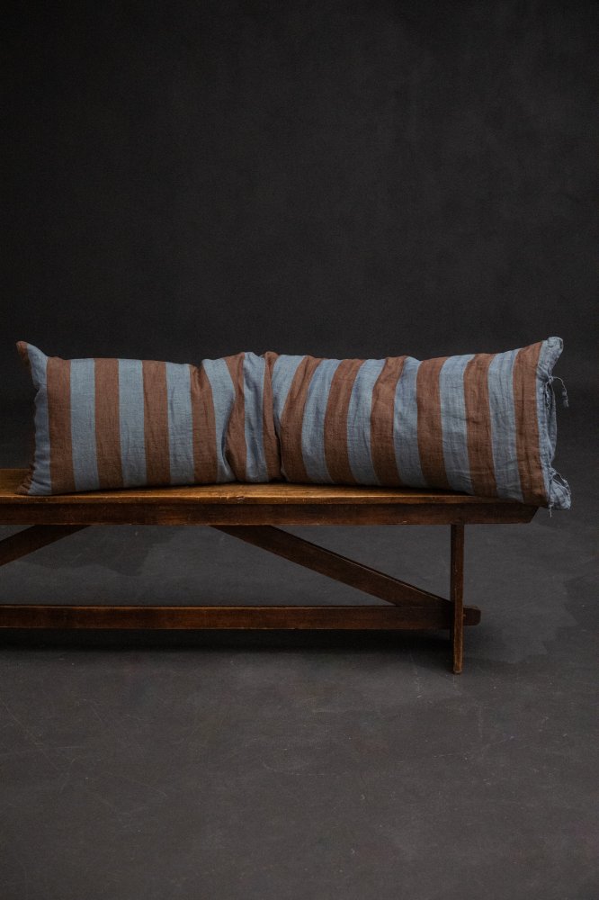 Laundered Linen Tie Pillowcase Extra Long - Gardener Stripe