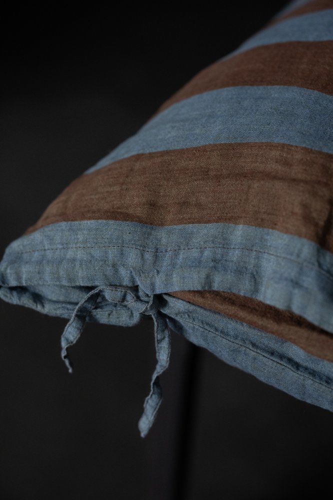 Laundered Linen Tie Pillowcase Extra Long - Gardener Stripe