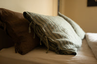 Laundered Linen Tie Pillowcase - Hampton Stripe