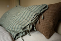 Laundered Linen Tie Pillowcase - Hampton Stripe