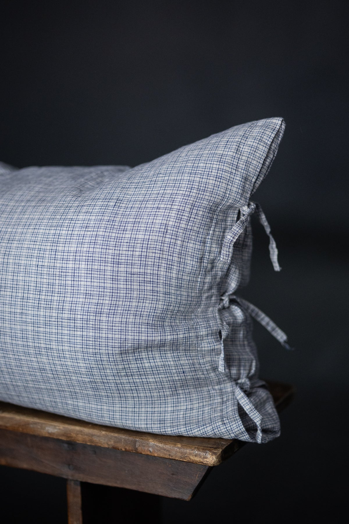 Laundered Linen Tie Pillowcase - Kuri Sketch