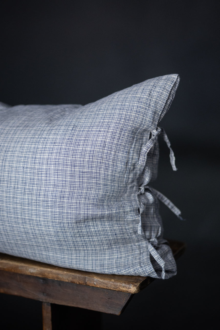 Laundered Linen Tie Pillowcase - Kuri Sketch