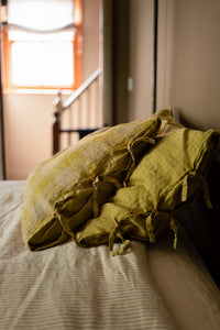 Laundered Linen Tie Pillowcase - Frosted Posset