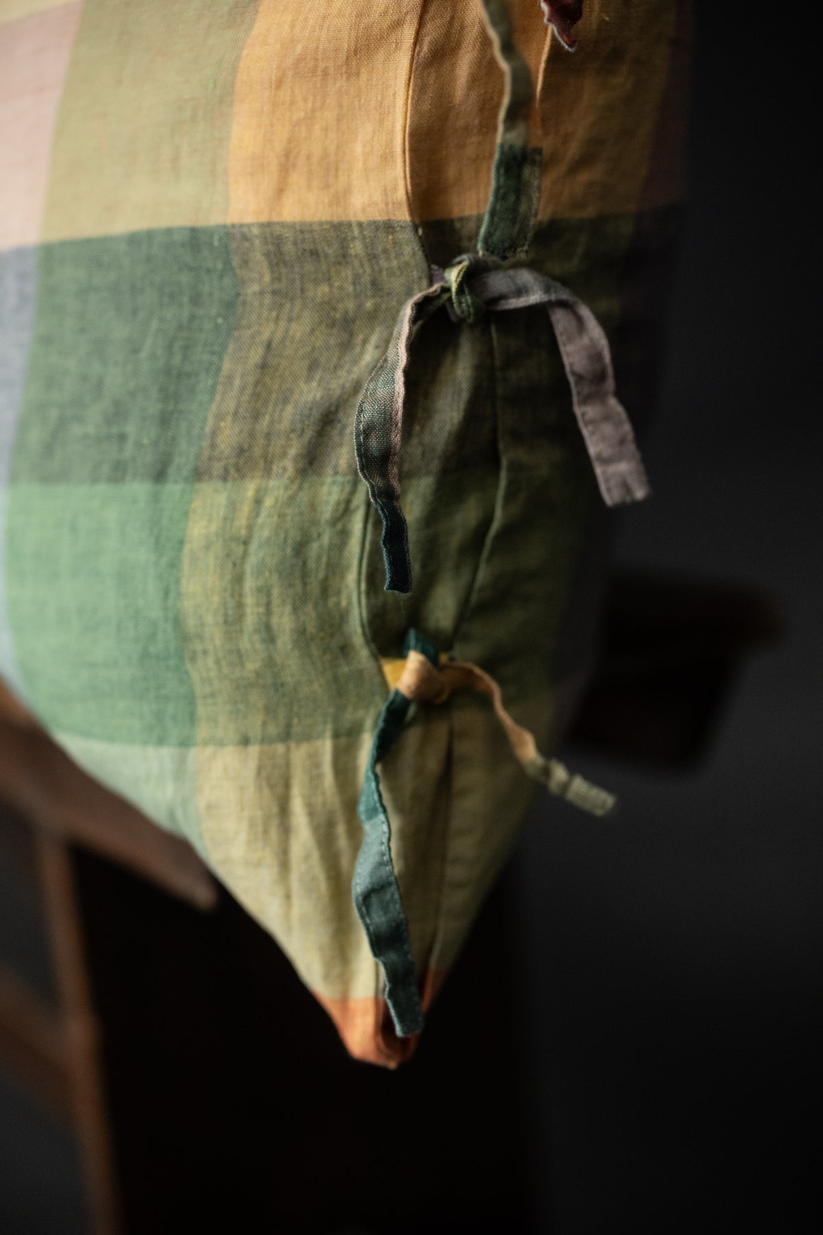 Laundered Linen Tie Pillowcase - Sugar Dreams