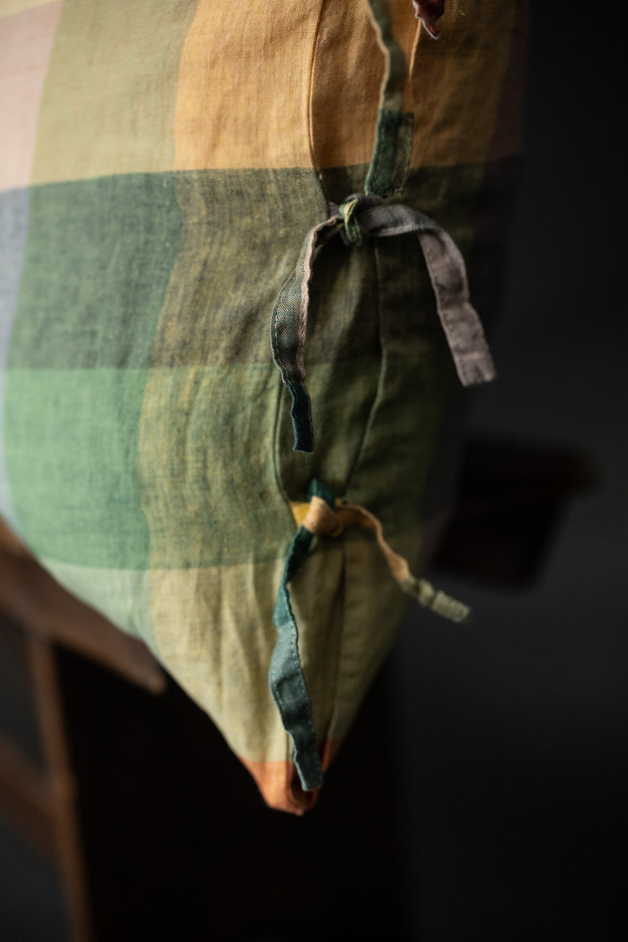 Laundered Linen Tie Pillowcase - Sugar Dreams