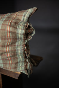 Laundered Linen Tie Pillowcase - Wilma Check